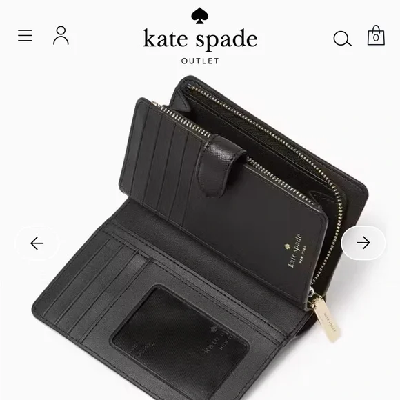 Kate Spade Black Madison Medium Bifold Wallet NWOT - Picture 2 of 4